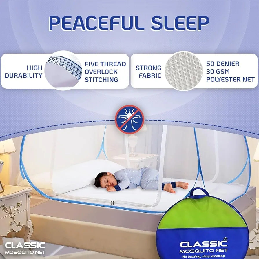 Premium Foldable Mosquito Net for Bed – Instant Pop-Up Protection (Queen Size)