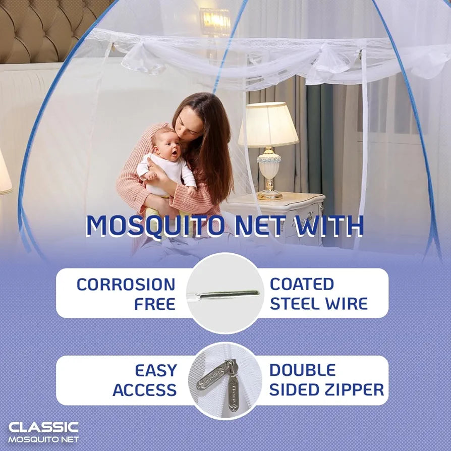 Premium Foldable Mosquito Net for Bed – Instant Pop-Up Protection (Queen Size)